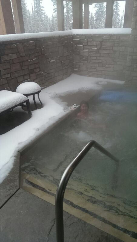 Hot tub at hotel,  it is worth to travel 10000ft  up the mountain:))